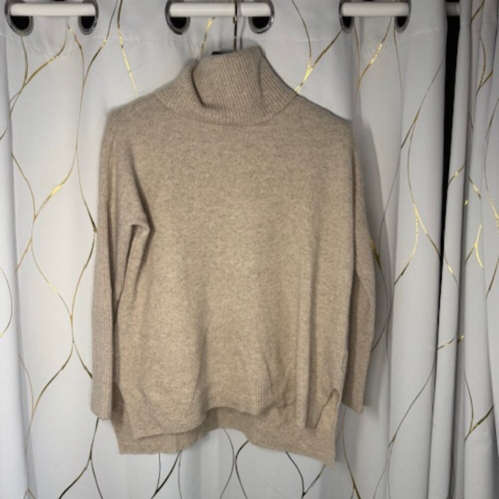 Minnie Rose Audra Cashmere Cowl Neck Sweater – Camel, Size M/L